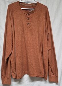 L.L. Bean Men's Rust/Burnt Orange Long Sleeve Henley Slightly Fitted XXXL   A3